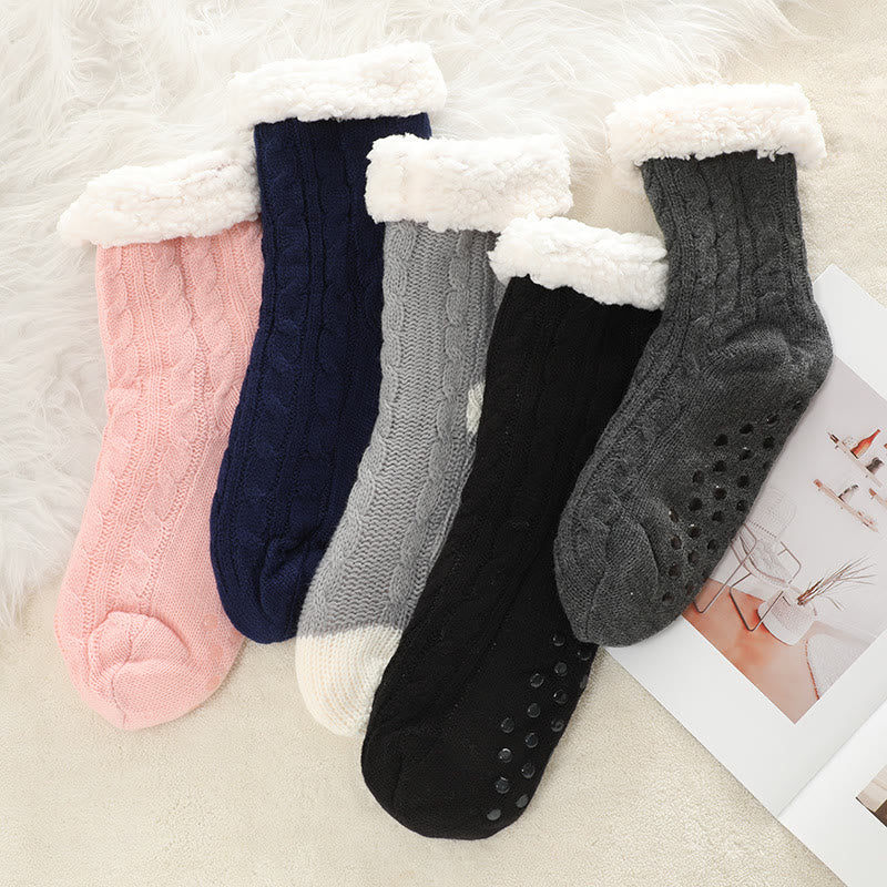 Chaussons-chaussettes en cuir d'agneau de couleur pure - image 0