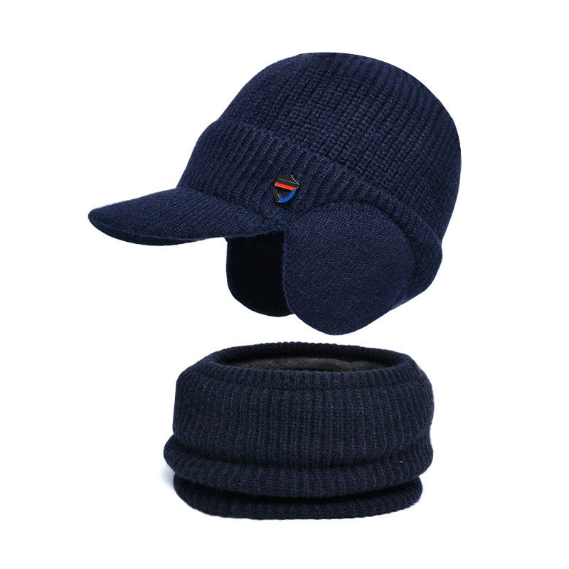 Ensemble 2 en 1 : cache-oreilles, bonnet, écharpe et bonnet - Bleu marine - Taille unique - image 12