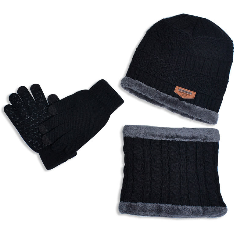 Ensemble 3 en 1 de gants chauds d'hiver, bonnet et écharpe