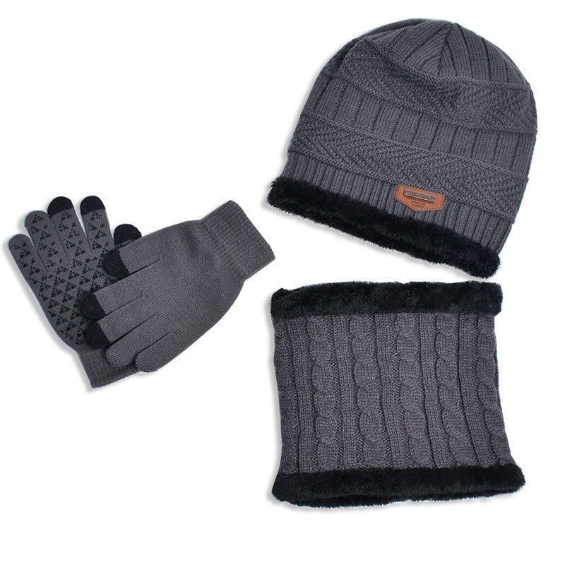 Ensemble 3 en 1 de gants chauds d'hiver, bonnet et écharpe
