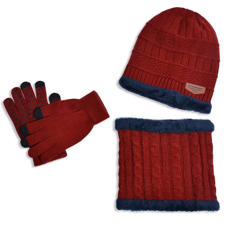Ensemble 3 en 1 de gants chauds d'hiver, bonnet et écharpe