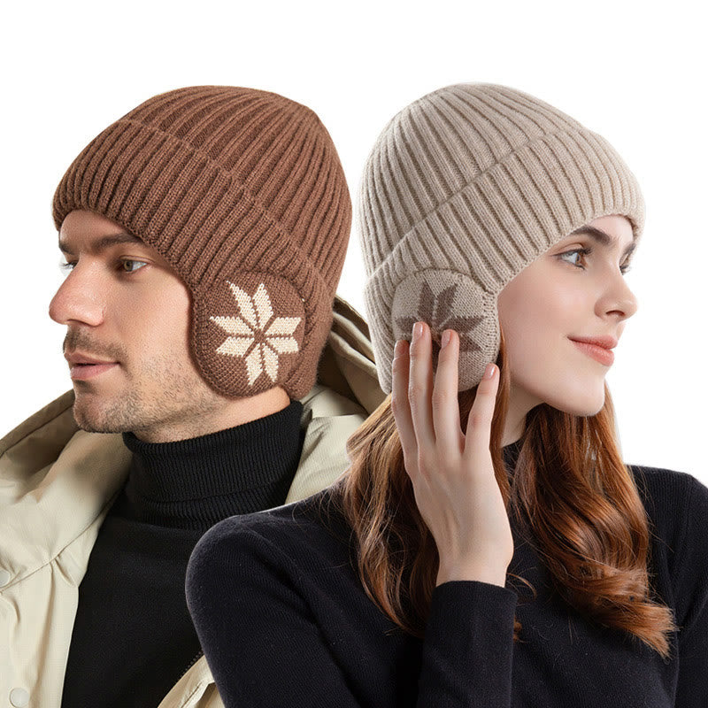 Bonnet cache-oreilles flocon de neige