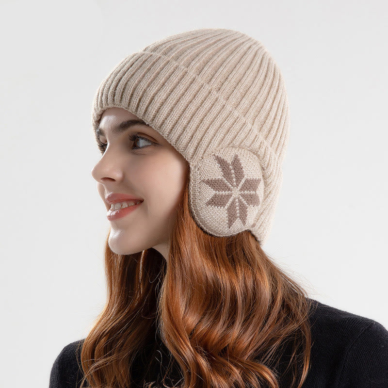 Bonnet cache-oreilles flocon de neige