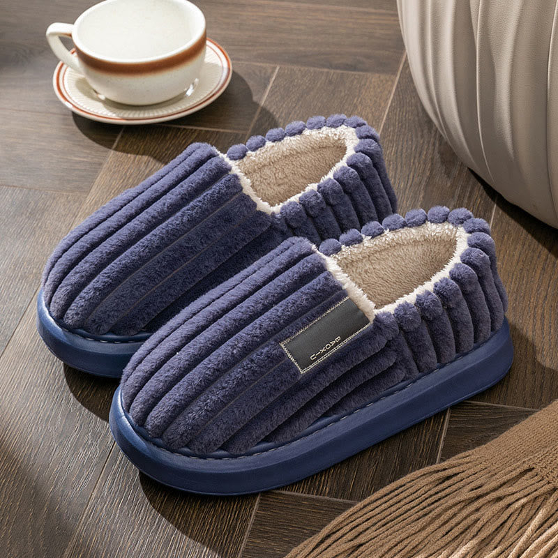 Chaussons d'hiver en peluche grande taille - Bleu marine - EU48-49 (US13-14) - image 12