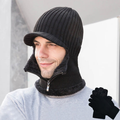 Ensemble bonnet et gants zippés 2 en 1