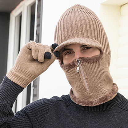 Ensemble bonnet et gants zippés 2 en 1