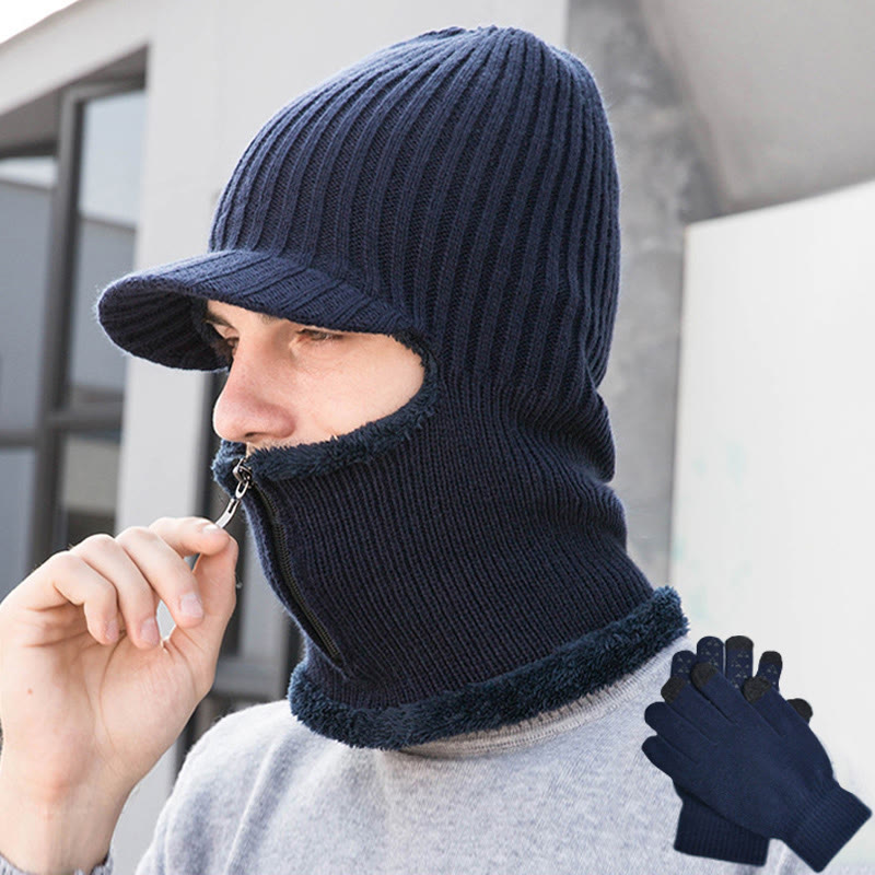 Ensemble bonnet et gants zippés 2 en 1 - Bleu marine - Taille unique - image 15