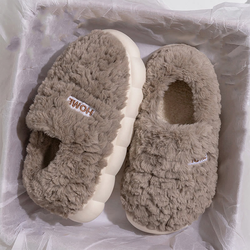 Chaussons à semelle épaisse de couleur unie grande taille - Café - EU43-44 (US9-10) - image 6