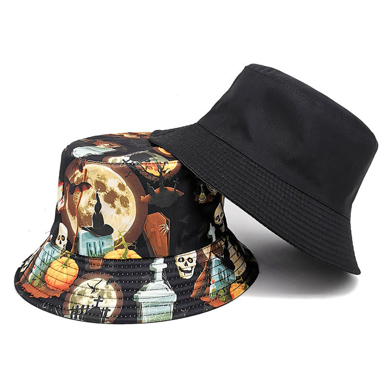 Chapeau bob grande taille motif lune d'Halloween - image 1