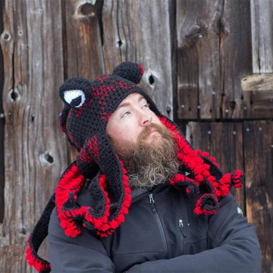 Bonnet pieuvre drôle grande taille - Noir - Taille unique - image 0