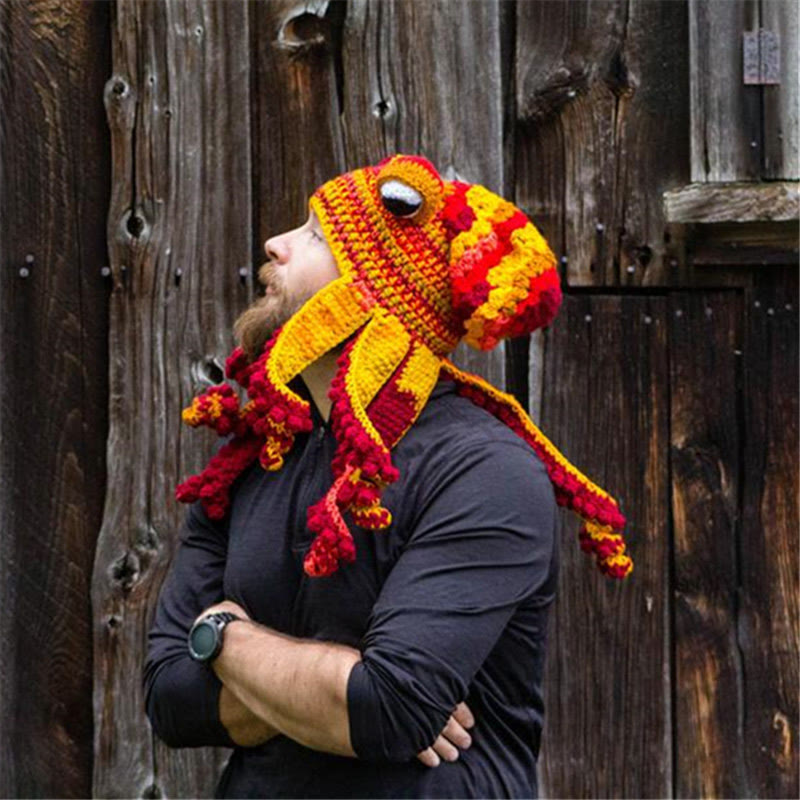 Bonnet pieuvre drôle grande taille - Rouge - Taille unique - image 7