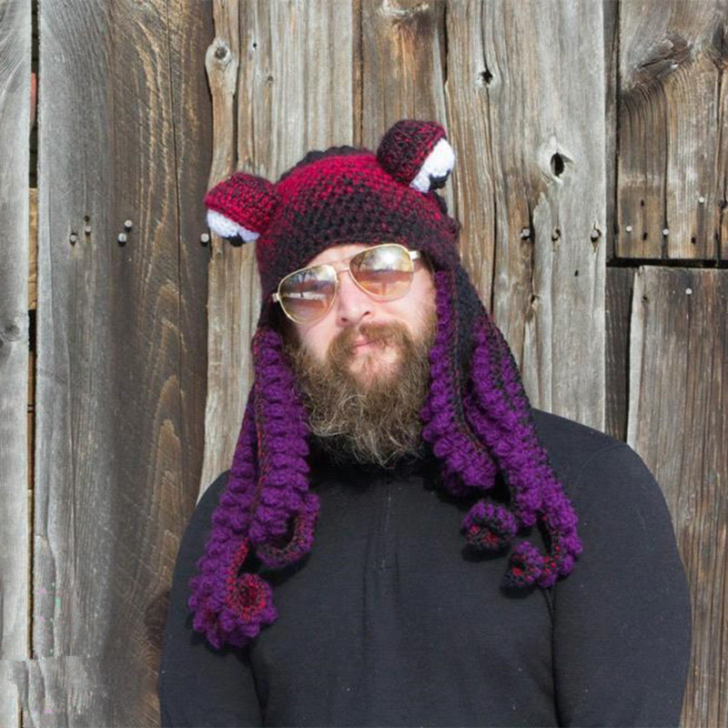 Bonnet pieuvre drôle grande taille - Violet - Taille unique - image 4