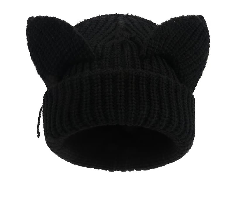 Bonnet amusant avec oreilles de chat mignonnes grande taille - Noir - M - image 6