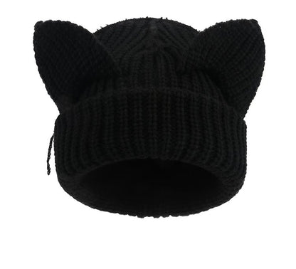 Bonnet amusant avec oreilles de chat mignonnes grande taille - Noir - M - image 6