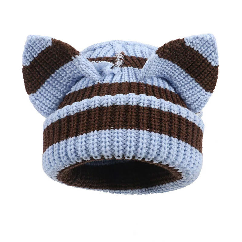 Bonnet amusant avec oreilles de chat mignonnes grande taille - Bleu - M - image 5