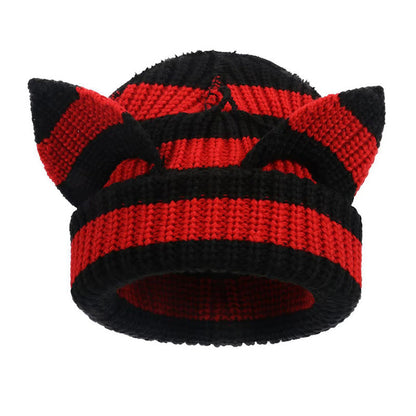 Bonnet amusant avec oreilles de chat mignonnes grande taille - Rouge - M - image 3