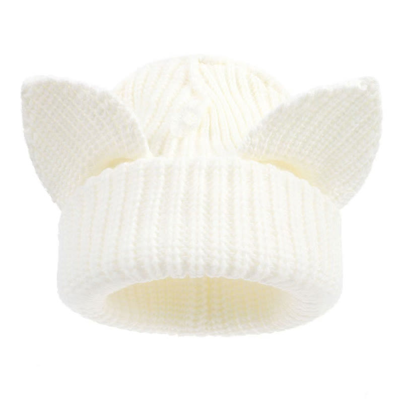 Bonnet amusant avec oreilles de chat mignonnes grande taille - Blanc - M - image 7