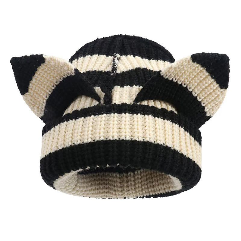 Bonnet amusant avec oreilles de chat mignonnes grande taille - Beige - M - image 1