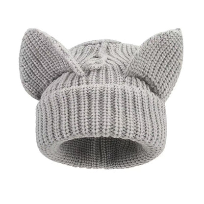 Bonnet amusant avec oreilles de chat mignonnes grande taille - Gris clair - M - image 9