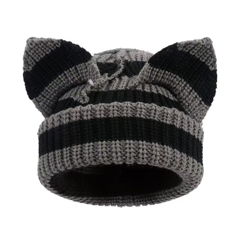 Bonnet amusant avec oreilles de chat mignonnes grande taille - Gris foncé - M - image 2