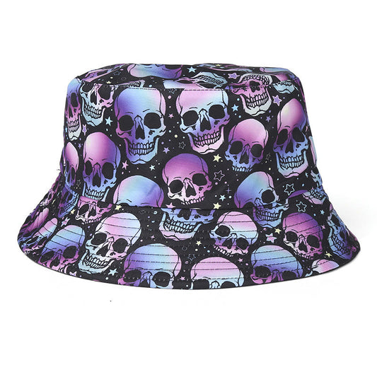 Chapeau bob chauve-souris tête de mort grande taille - Violet - Taille unique - image 1