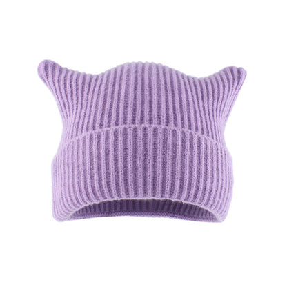 Bonnet oreilles de chat à rayures épaisses grande taille - Violet - Taille unique - image 5