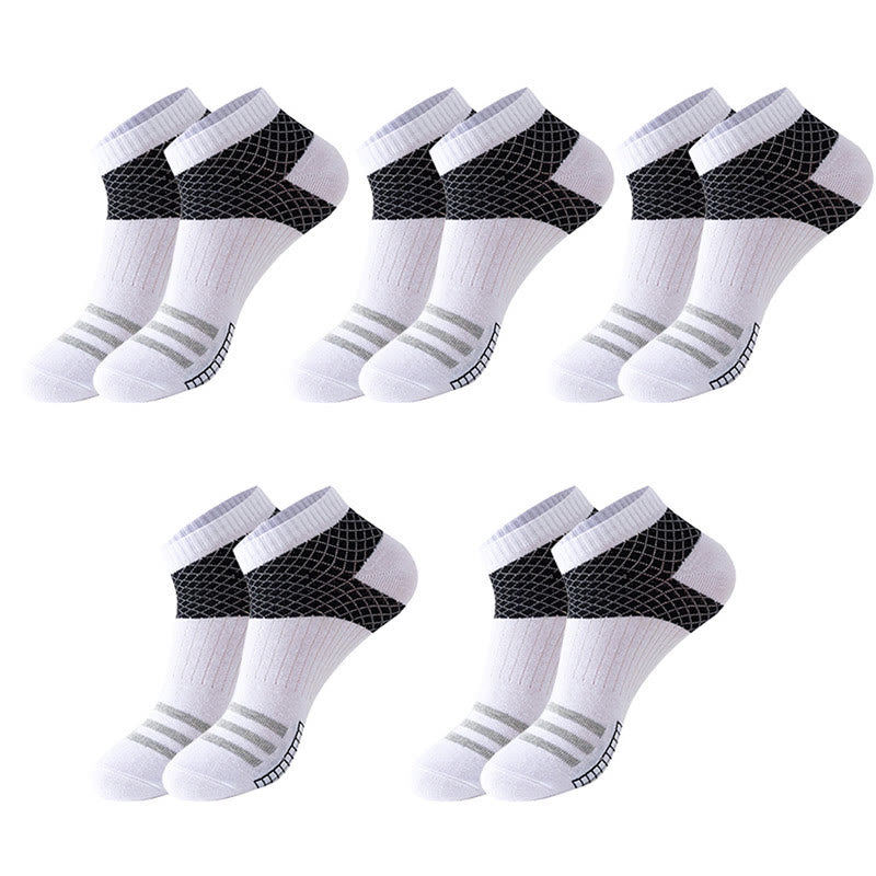 Chaussettes de compression à rayures quadrillées (10 paires) - Blanc - EU39-45 (US6-11) - image 4