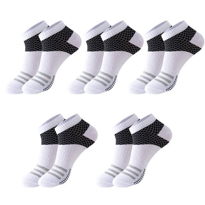 Chaussettes de compression à rayures quadrillées (10 paires) - Blanc - EU39-45 (US6-11) - image 4
