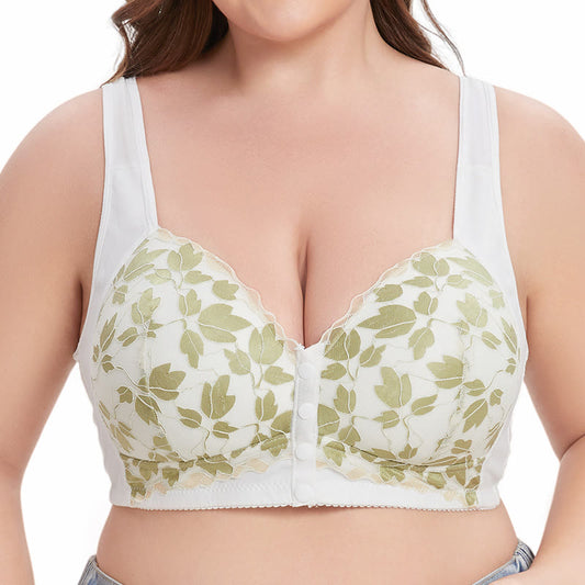 Soutien-gorge sans armatures à fleurs vertes grande taille