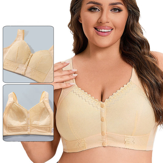 Soutien-gorge sans armatures en dentelle de couleur unie grande taille