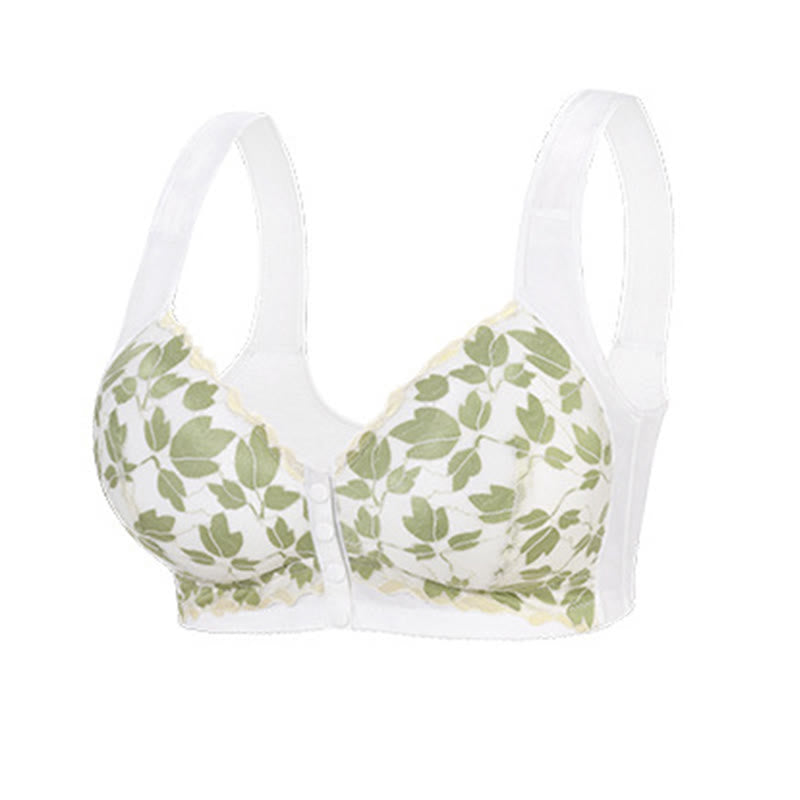 Soutien-gorge sans armatures à fleurs vertes - Blanc - 52 - G - image 4