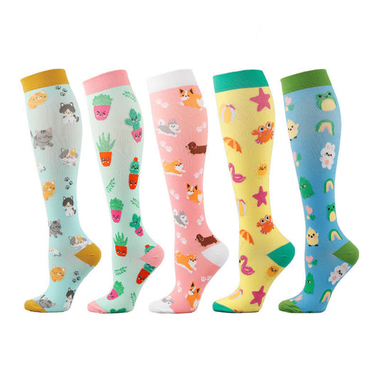 Chaussettes de compression animaux mignons (5 paires) - Multicolore - S/M - image 1