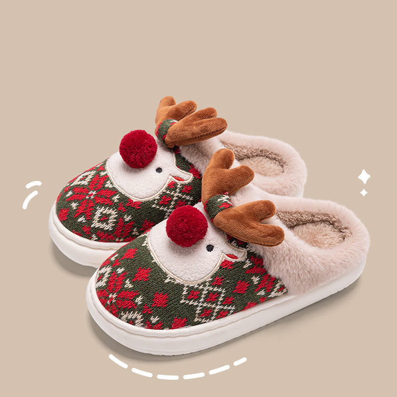 Chaussons de Noël grande taille motif élan - Vert - EU39-40 (US6-7) - image 6