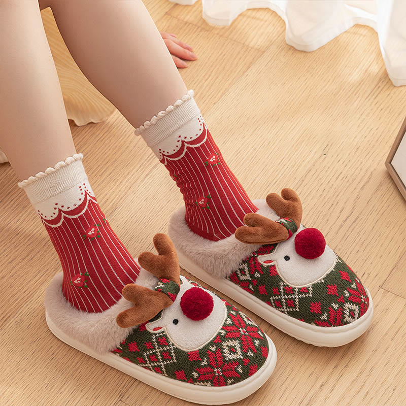 Chaussons de Noël grande taille motif élan - image 2