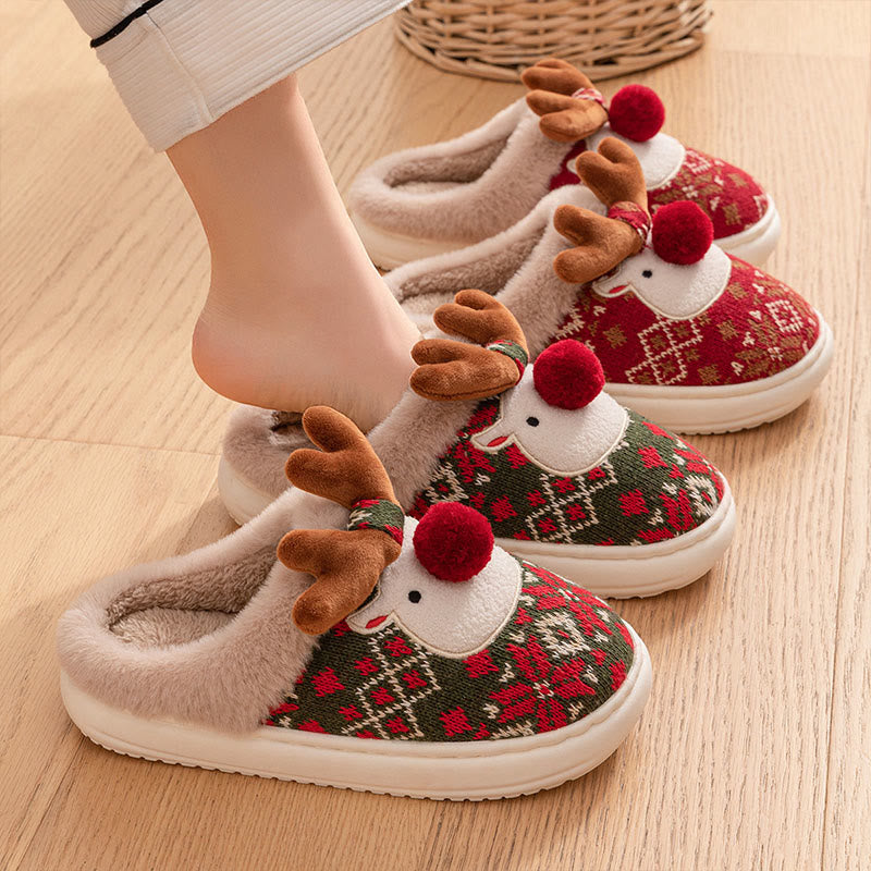 Chaussons de Noël grande taille motif élan - image 1