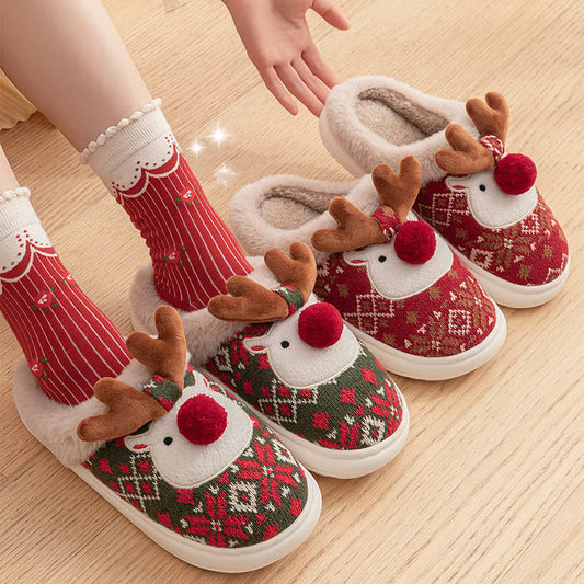 Chaussons de Noël grande taille motif élan - image 0
