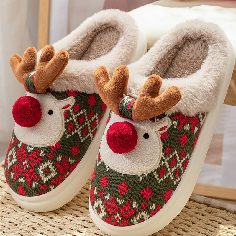 Chaussons de Noël grande taille motif élan - image 4