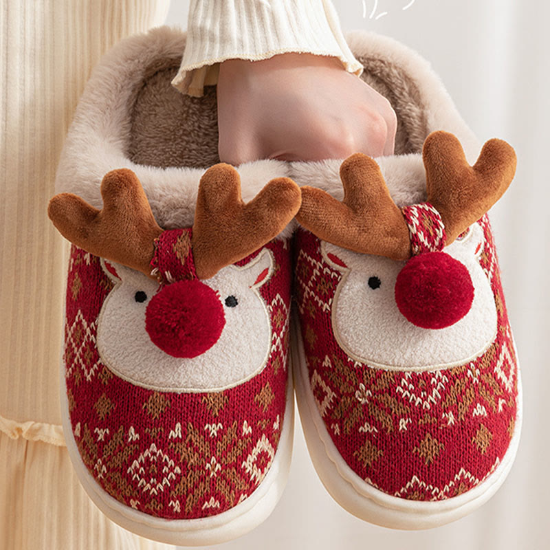 Chaussons de Noël grande taille motif élan - image 3