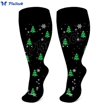 Chaussettes de compression grande taille motif sapin de Noël et bonhomme de neige (3 paires) - image 6