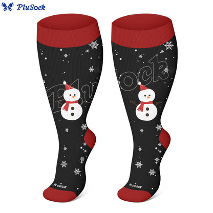 Chaussettes de compression grande taille motif sapin de Noël et bonhomme de neige (3 paires) - image 7