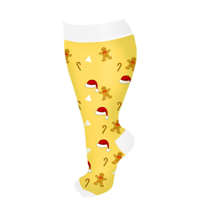 Chaussettes de compression grande taille motif bonhomme en pain d'épices (3 paires) - Jaune - 4XL - image 10