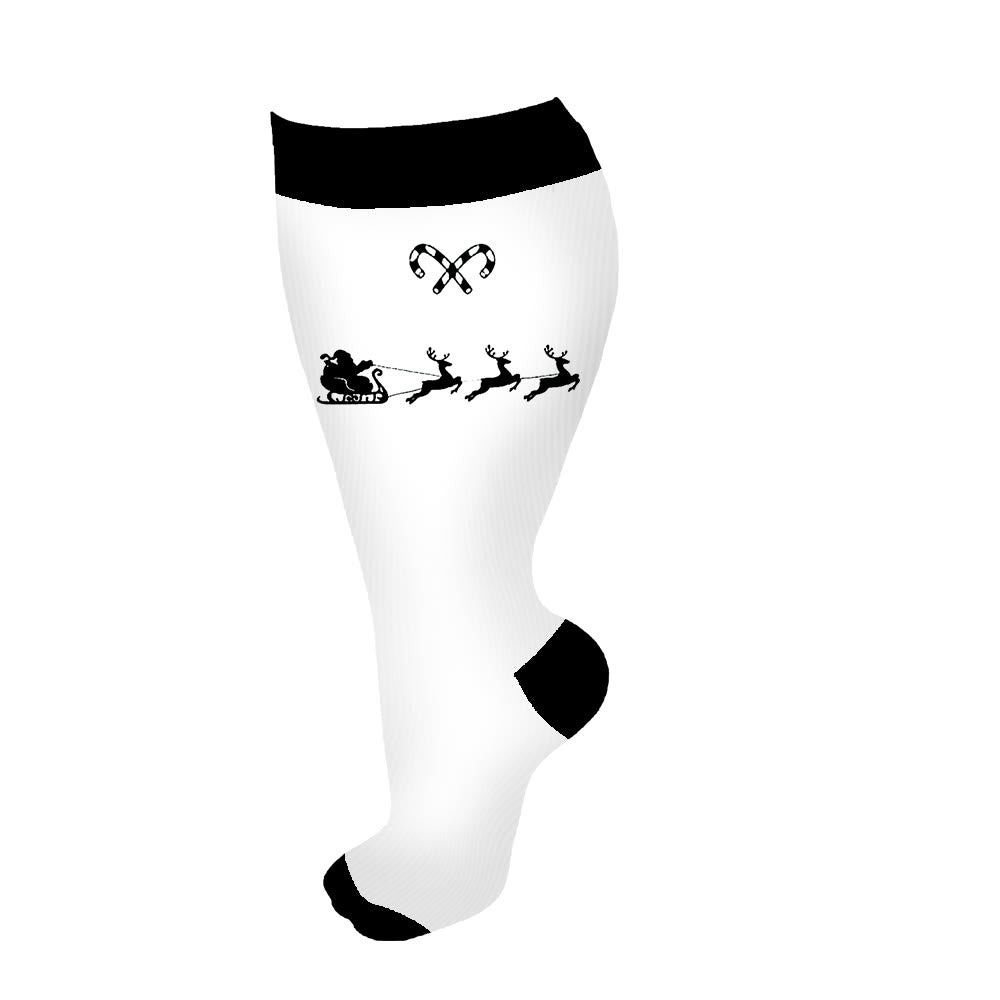 Chaussettes de compression grande taille motif canne à sucre (3 paires) - Blanc - 4XL - image 9