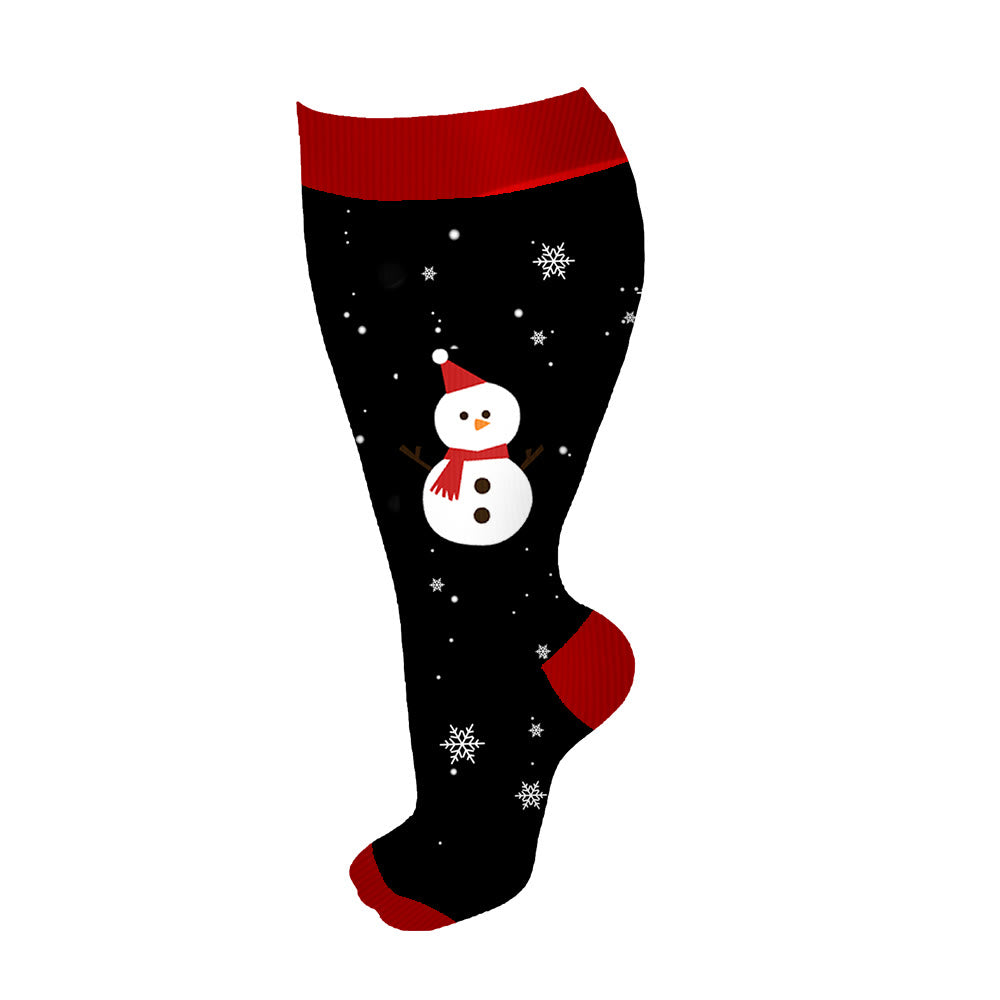 Chaussettes de compression grande taille motif sapin de Noël et bonhomme de neige (3 paires) - Rouge - 4XL - image 11