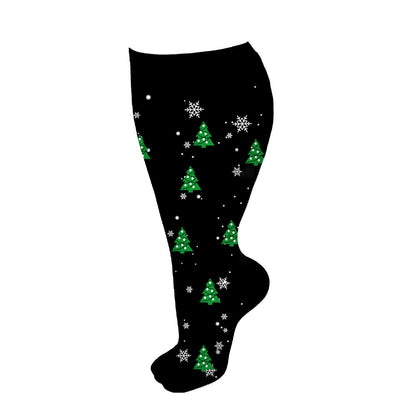 Chaussettes de compression grande taille motif sapin de Noël et bonhomme de neige (3 paires) - Noir - 4XL - image 9