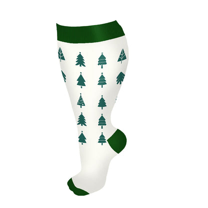 Chaussettes de compression grande taille motif sapin de Noël et bonhomme de neige (3 paires) - Blanc - 4XL - image 10