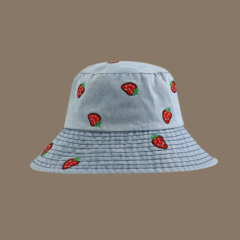 Chapeau bob fraise grande taille - Bleu clair - Taille unique - image 0