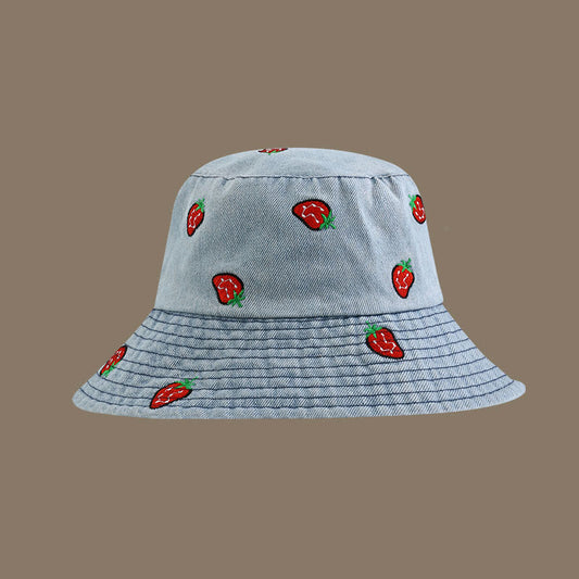 Chapeau bob fraise grande taille - Bleu clair - Taille unique - image 0
