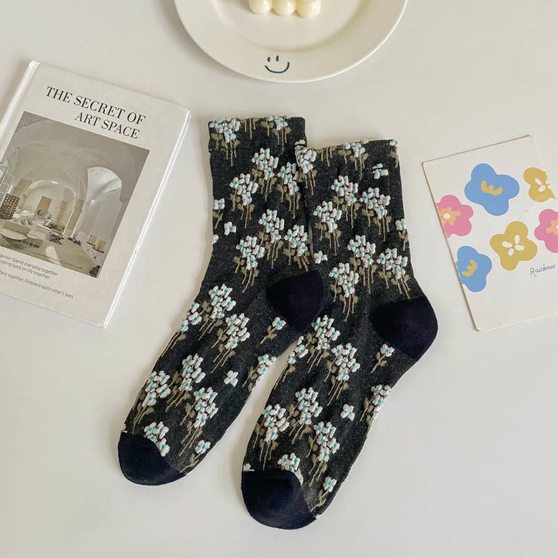 Chaussettes rétro à fleurs (5 paires) - Noir - EU36-40 (US3-7) - image 12