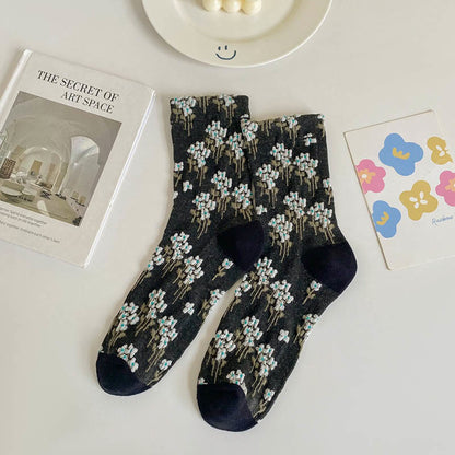 Chaussettes rétro à fleurs (5 paires) - Noir - EU36-40 (US3-7) - image 12