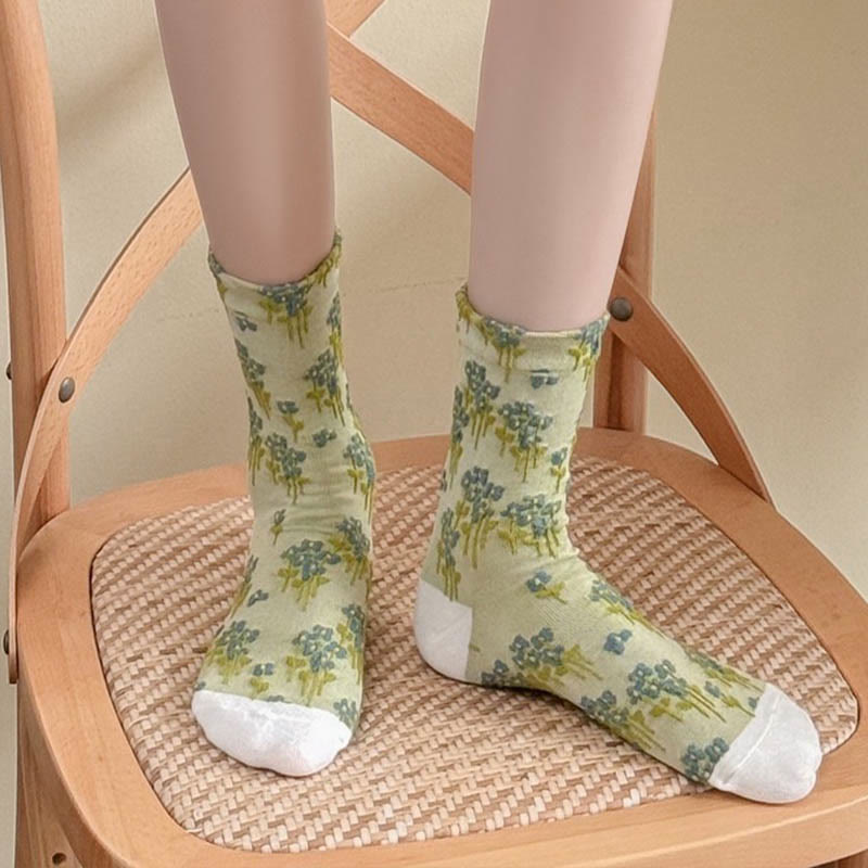 Chaussettes rétro à fleurs (5 paires) - image 3
